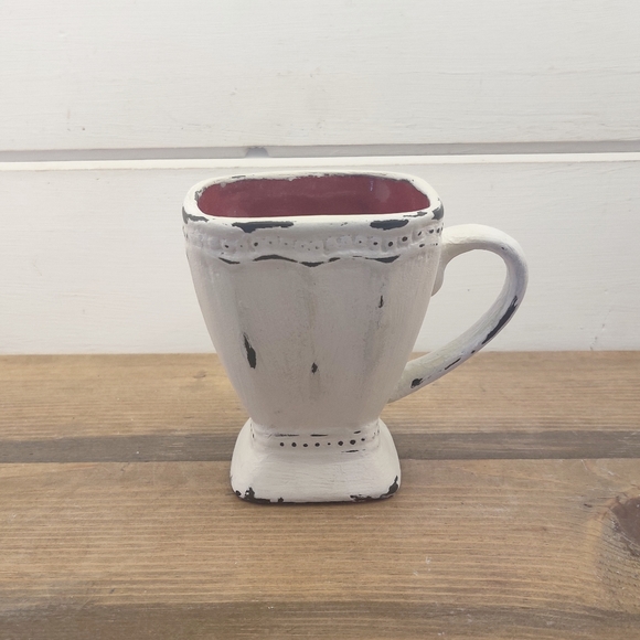 Upcycled Hand Painted Ceramic Pedestal Style Mug Vase - Picture 3 of 8